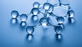 Abstract bubbles, water molecular shape with blue light. Science fiction Royalty Free Stock Photo