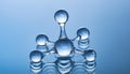 Abstract bubbles, water molecular shape with blue light. Science fiction Royalty Free Stock Photo