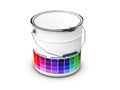 Abstract Bucket with Colored Palette Guide, 3d Illustration