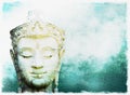 Abstract Buddha head image paint watercolour on canvas paper texture Royalty Free Stock Photo