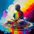 Abstract buddha sitting with lotus. AI generative Royalty Free Stock Photo