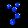 abstract bule molecule or atom for Science or medical black background 3Drendering