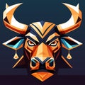 Abstract bull head on dark background. Vector illustration for your design. Generative AI Royalty Free Stock Photo