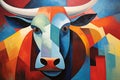 Abstract bull painting. Farm animals. Animals art