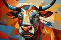 Abstract bull painting. Farm animals. Animals art