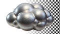 Abstract bumpy metallic cloud shape molten metal texture png transparent image Generative AI