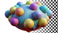 Abstract bumpy sphere covered in colorful textured balls,beads png transparent image Generative AI