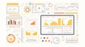 Abstract business analytics data visualization with charts, graphs, and diagrams Royalty Free Stock Photo