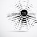 Abstract business asymmetric background with circular halftone design circle of black dots around a circle with a large