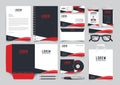 Abstract business Brans stationery design for your business in red wave style.stationery template design for your brand identity.