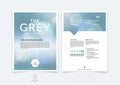 Abstract business brochure, flyer and cover design layout template with blue and grey blurred background and light spots. Vector