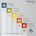 Abstract business chart. 5 Steps from lower to upper steps. diagram template/graphic or website layout.