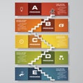 Abstract business chart. 5 Steps from lower to upper steps. diagram template/graphic or website layout. Vector.