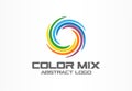 Abstract business company logo. Corporate identity design element. Color circle segments mix, round spectrum logotype Royalty Free Stock Photo