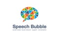 Abstract business company logo. Social media market, network, speech bubble, message logotype idea. Dialog quote balloon
