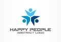 Abstract business company logo. Corporate identity design element. Teamwork, Social Media Logotype idea. Happy people