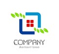 Abstract business company logo. New trendy Corporate identity design element. Camera focus , green leaf company logo icon vector