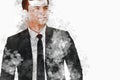 Abstract business man smile portrait on watercolor illustration painting Royalty Free Stock Photo