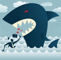 Abstract Businessman falls Prey to a Huge Shark.