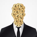 Abstract businessman. Head made from coins. Vector