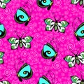 Abstract butterflies seamless pattern, hand drawing, textile print, ornament, vector illustration. Patterned colorful insect with Royalty Free Stock Photo