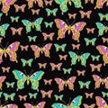 Abstract butterflies seamless pattern, hand drawing, textile print, vector illustration. Patterned colorful bright insect with win Royalty Free Stock Photo