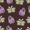 Abstract butterflies seamless pattern, hand drawing, textile print, vector illustration. Patterned colorful pastel insect with win Royalty Free Stock Photo
