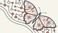 Abstract Butterfly with Circuit Pattern: Digital Nature, vector design Generative AI Royalty Free Stock Photo