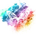 Abstract butterfly design on watercolour texture