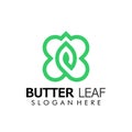Abstract Butterfly Green Leaf logo design vector Illustration, business card template Royalty Free Stock Photo