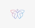 Abstract butterfly and heart line logo design vector. Luxury hotel, spa, massage, heritage logotype concept icon. Royalty Free Stock Photo