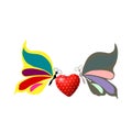 Abstract butterfly and heart logo design vector. Royalty Free Stock Photo