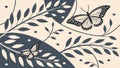 Abstract Butterfly and Leaf Motif Pattern, vector design Generative AI Royalty Free Stock Photo