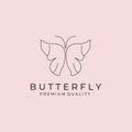 abstract butterfly line logo vector symbol illustration design, line art style Royalty Free Stock Photo