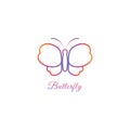 Abstract Butterfly logo design template with oulined wings shape. Animal Logo Concept Isolated on white background. Royalty Free Stock Photo