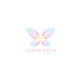 Abstract butterfly logo, stylish geometric design with gradient color Royalty Free Stock Photo