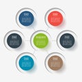 Abstract button elements, 6 branches, options or parts. Creative concept for infographic. Business data visualization