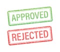 Abstract button with red approved and rejected stamp. Check mark icon Royalty Free Stock Photo