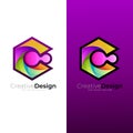 Abstract C logo with letter C design technology Royalty Free Stock Photo