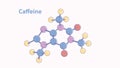 Abstract caffeine molecule vector model. Color caffeine molecule with stipple shadinng