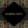 Abstract calligraphic retro luxury golden swirl corner frame with place for text.