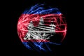 Abstract Cambodia sparkling flag, Christmas ball concept isolated on black background