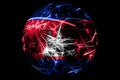 Abstract Cambodia sparkling flag, Christmas holiday ball concept isolated on black background