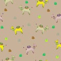 Abstract camels and desert grass seamless pattern, textile, surface design