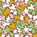 Abstract camouflage shapes in happy colors seamless vector pattern Royalty Free Stock Photo