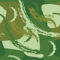 Abstract camouflage style random repeat seamless pattern with brush strokes, green colors