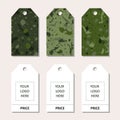 Abstract camouflage tag set in grey and green. Royalty Free Stock Photo