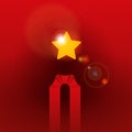 Abstract candle silhouette made from red ribbon with a star like a flame Royalty Free Stock Photo