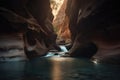 abstract canyon with blurred and serene waterfalls, a peaceful escape