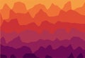 Abstract Canyon Mountains Spatial Perspective Landscape Background. Evening Colors. Wavy Pattern. Gradation Gradient